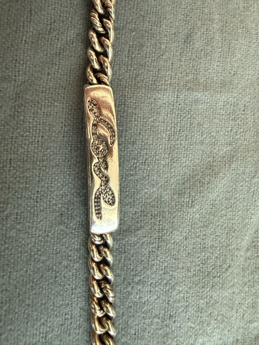 David Yurman Silver 'Love' Cable ID Bracelet - Picture 4 of 12